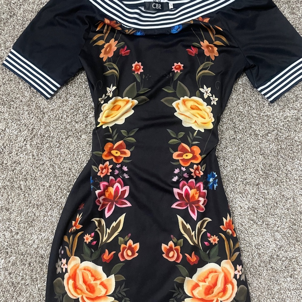 CBR Black Dress with Vibrant Floral Design